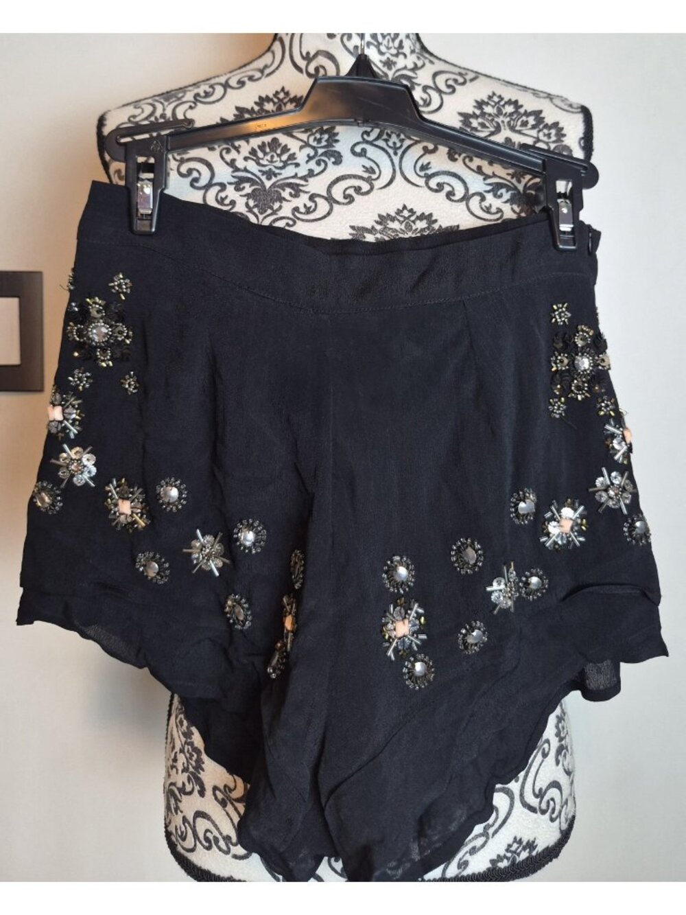 Lovers + Friends Black Beaded Embellished Shorts Women's Small Sequin Party
